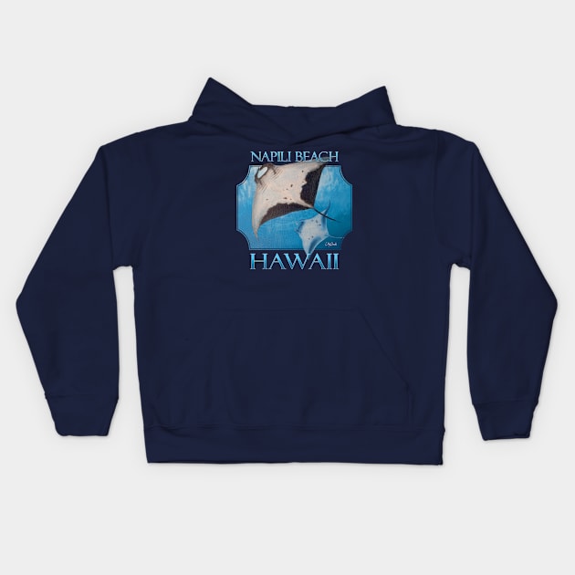 Napili Beach Hawaii Manta Rays Sea Rays Ocean Kids Hoodie by CMacDonaldArt